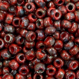 Miyuki seed beads 6/0 Opaque Picasso Red 6-4513