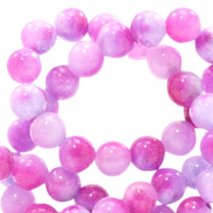 6 mm natural stone beads with watercolour look Mixed Colours Lavender-Pink