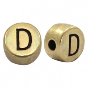 DQ European metal letter beads D Antique Bronze (nickel free)