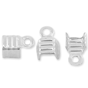 925 Silver findings fold over cord ends 3mm Silver