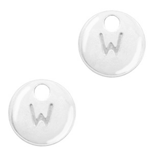 Metal charms initial W Antique Silver (nickel free)
