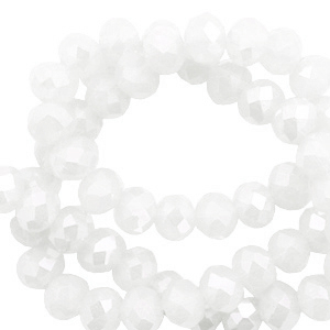 Top faceted beads 6x4mm disc White-Pearl Shine Coating
