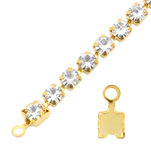 Findings TQ metal end cap for Rhinestone chain 4mm Gold