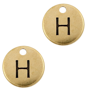 DQ European metal charms initial H Antique Bronze (nickel free)
