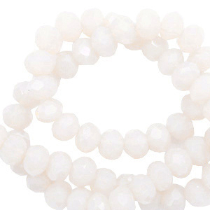 Top faceted beads 6x5mm disc Soft White-Pearl Shine Coating