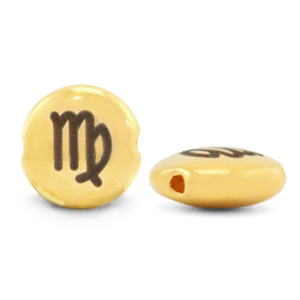 DQ European metal beads 7mm zodiac sign Virgo Gold (nickel free)