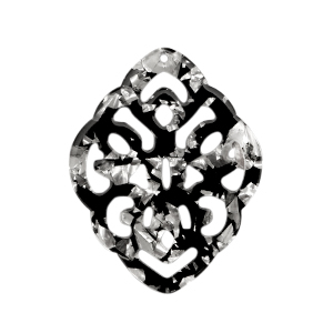 Resin pendants baroque rhombus Silver-Black