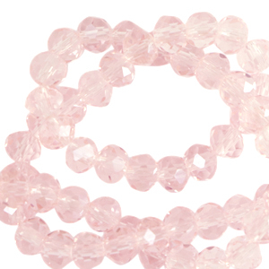 Top faceted beads 8x6mm disc Primrose Pink-Pearl Shine Coating