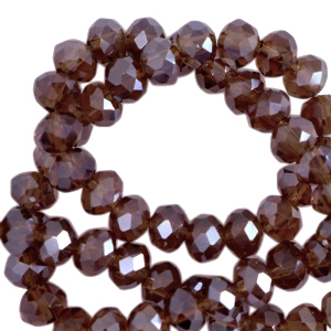 Top faceted beads 6x4mm disc Aubergine Purple-Pearl Shine Coating
