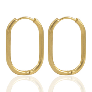 Stainless steel earrings creole oval Gold