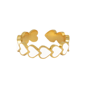 Stainless steel rings enamel heart White-Gold