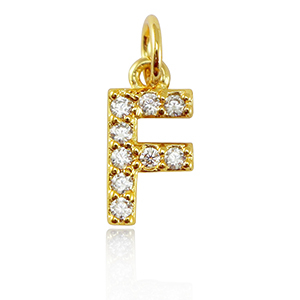 Brass TQ metal charms initial F Gold