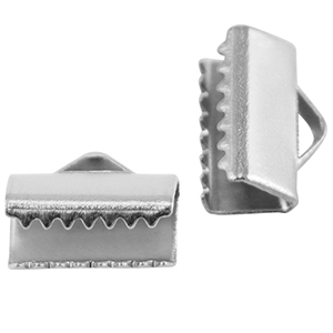 Stainless steel findings ribbon ends 10mm Silver