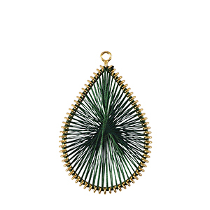 Crochet pendants with macram&eacute; bead cord drop Dark Green