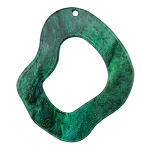 Resin pendants organic glitter Multicolor Green