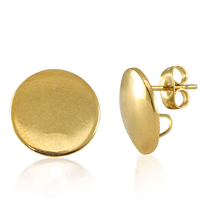 Stainless steel findings earrings / earpin with loop 15mm Gold