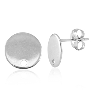 Stainless steel findings earrings / earpin with eye 10mm Silver