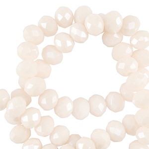Top faceted beads 6x4mm disc Vanilla White-Pearl Shine Coating