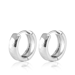 Brass TQ metal earrings creole Silver