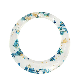 Resin pendants with dried flowers 39mm Blue-Gold