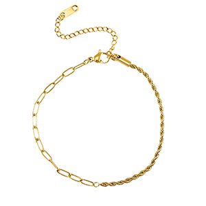 Stainless steel bracelets twisted & straight Gold