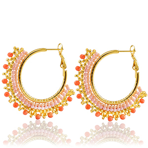 Stainless steel earrings beads Orange-Gold