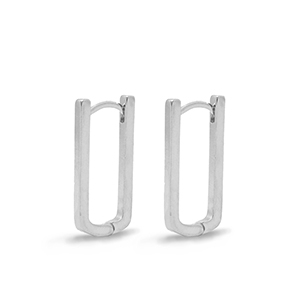 DQ European metal findings creole earrings oval Silver (nickel free)