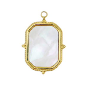 Stainless steel charms shell rectangle Gold-White (natural colour)