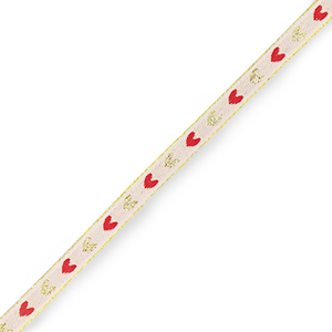 Ribbon text hearts Pale Pink-Gold Red