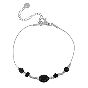 Stainless steel bracelets star Silver-Black