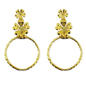 Stainless steel earrings / earpin flower Gold