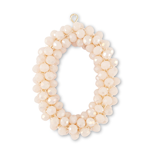 Top Faceted earrings oval vanilla white