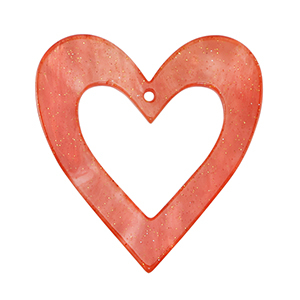 Resin pendants heart Coral Red