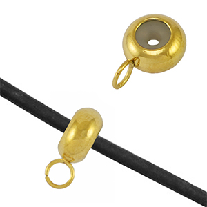 Stainless steel findings smart stopper bead with loop Gold