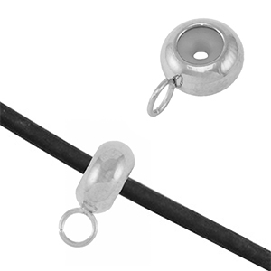 Stainless steel findings smart stopper bead with loop Silver