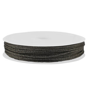 Macram&eacute; bead cord braided 1mm Black Metallic