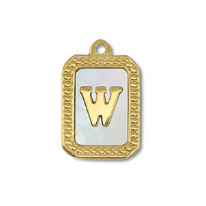 Stainless steel charm shell letter W Gold-White (natural colour)