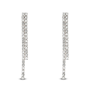 Stainless steel earrings / earpins with unequal rhinestones Silver