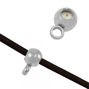 Stainless steel findings smart stopper bead with loop Silver