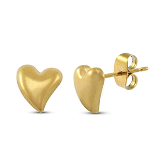 Stainless steel earrings / earpins heart Gold