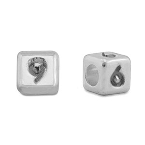DQ 6/9 European metal letter beads Antique Silver (nickel free)