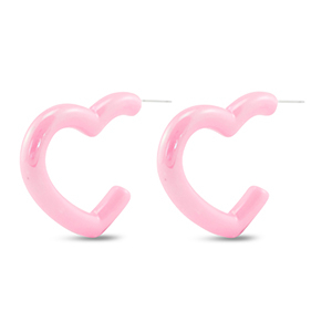 Trendy earrings heart Light Pink-Pearl Shine Coating