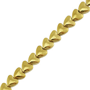 Hematite beads heart 4mm Gold