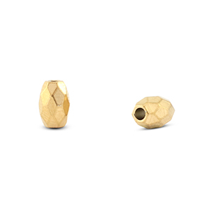 Stainless steel beads faceted oval Gold