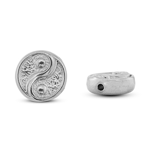 Stainless steel beads Yin & Yang Silver
