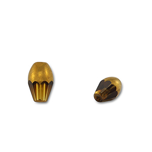 Glass beads oval Yellow Transparent-Gold