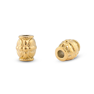 Stainless steel beads tube flower Gold