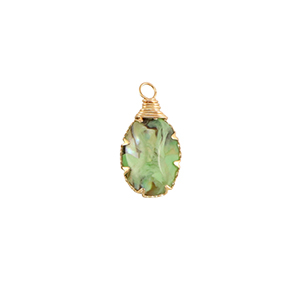 Resin pendants with imitation shell oval Gold-Ocean Green