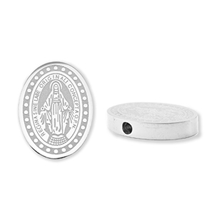 Stainless steel beads oval religious Silver
