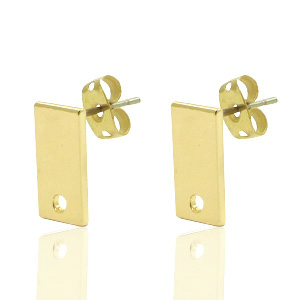 DQ European metal findings earpin recktangle 6x12mm Gold (nickel free)